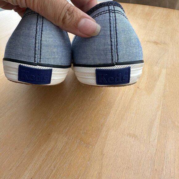 Keds Sneakers Womens Blue Chambray Patriotic Nautical Stripe Comfort Slip on 8 - Picture 4 of 9